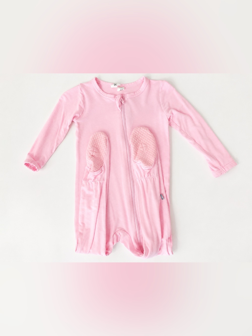 Kyte BABY Light Pink Zip-Front Long-Sleeve Footie - Picture 2 of 2
